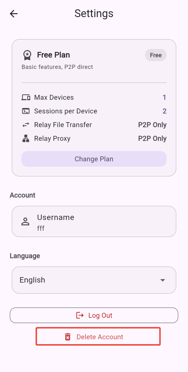Step 2 - Tap Delete Account button