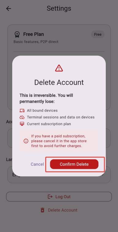 Step 3 - Confirm deletion